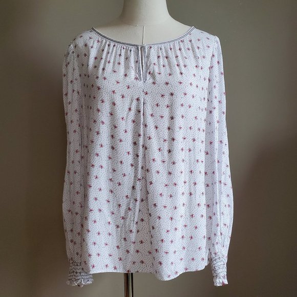 Max Studio Long sleeve floral smocked top Large - Picture 1 of 10